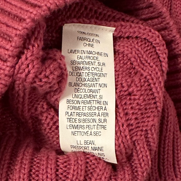 L. L. Bean cable knit v neck sweater pink size medium - Picture 4 of 4